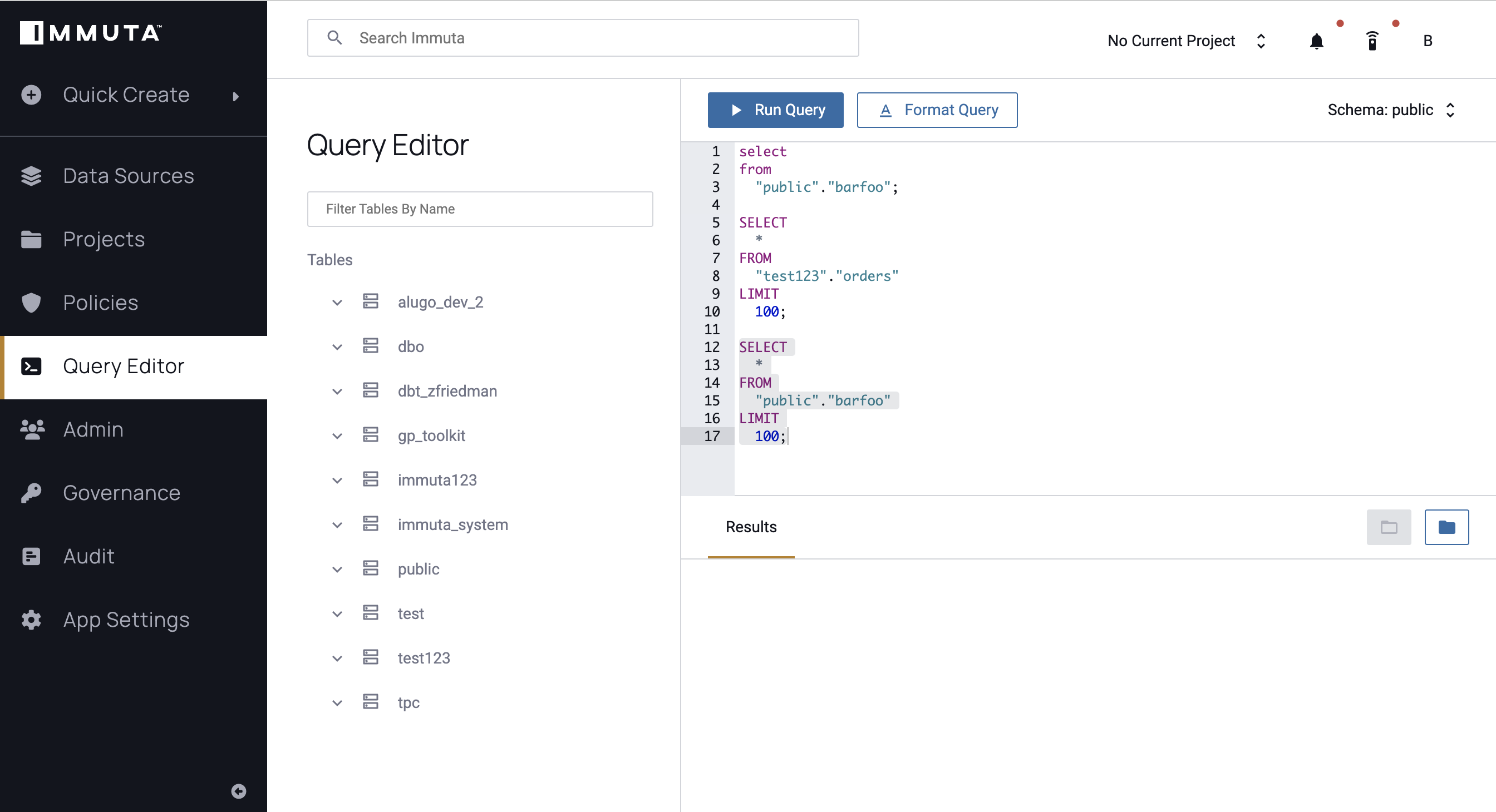 Query Editor Page