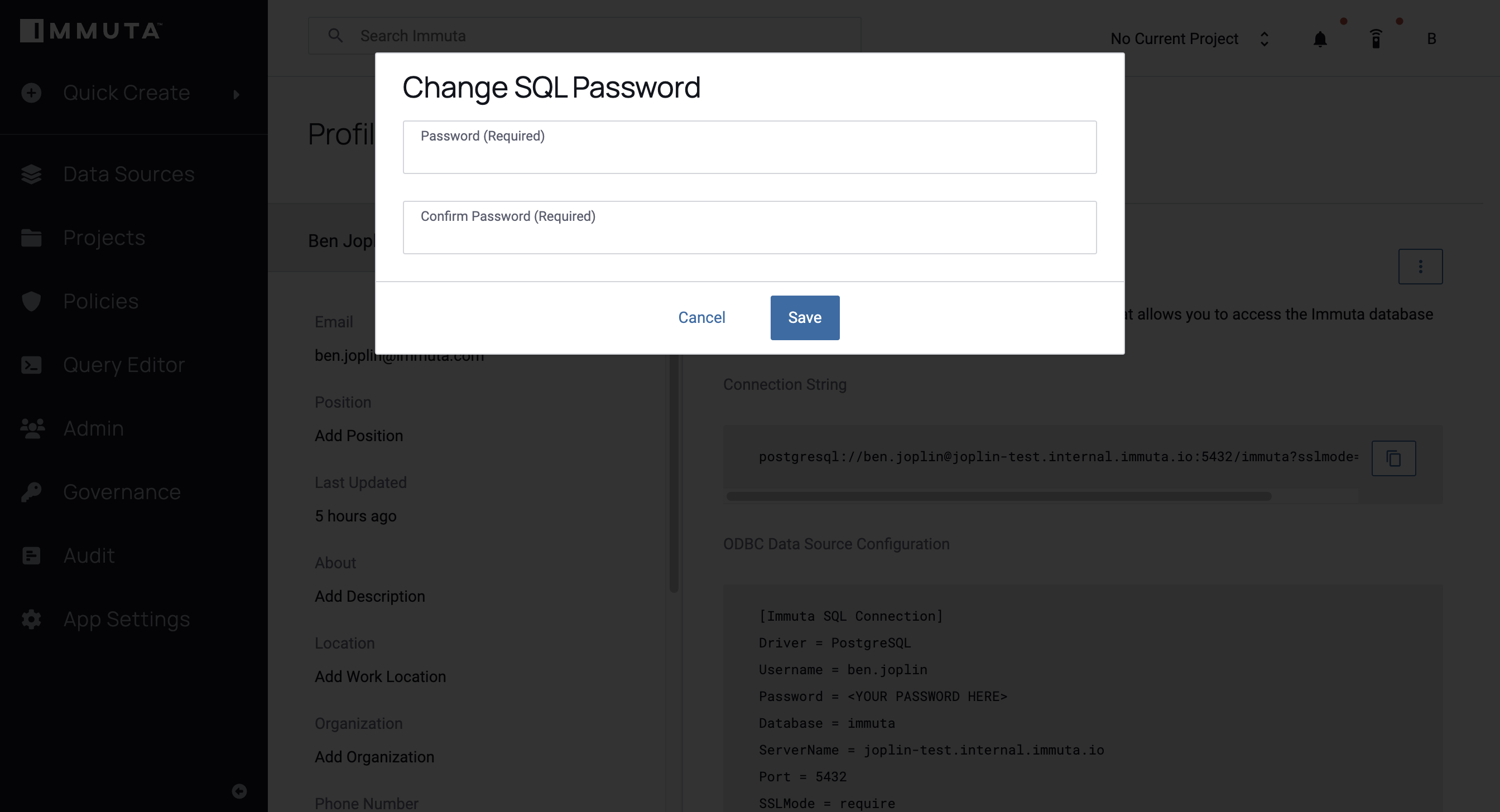 Change SQL Password