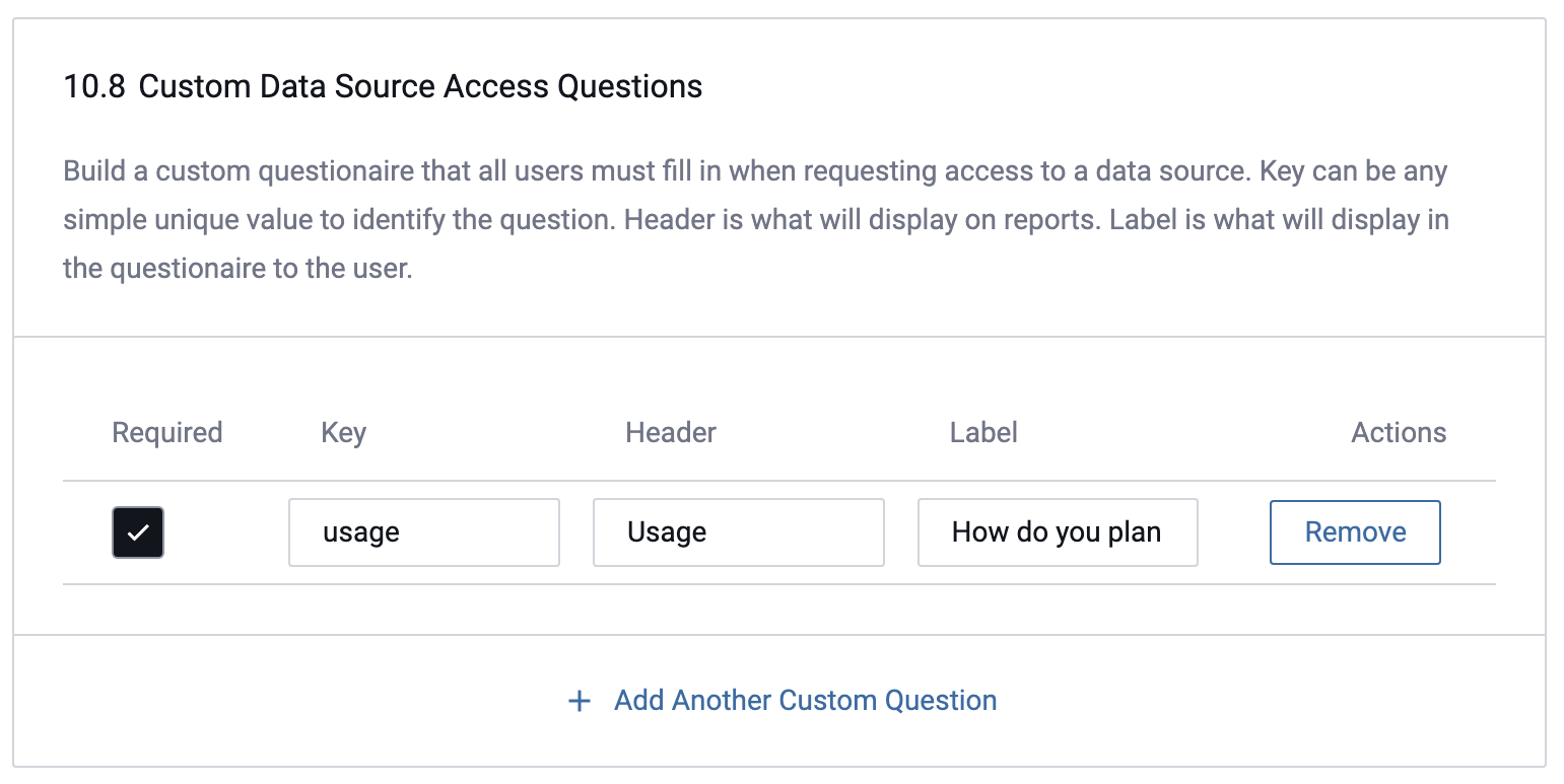 Data Source Access Request Questionnaire