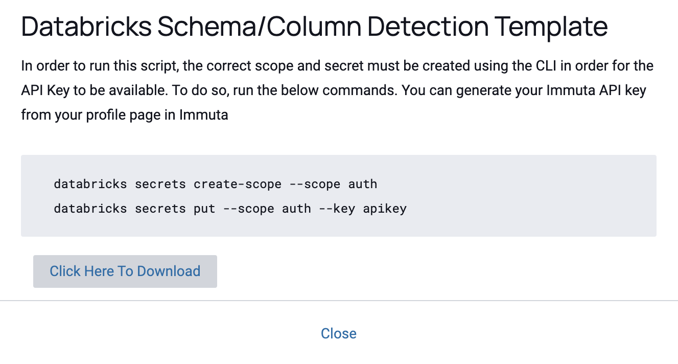 Schema Detection Template Modal