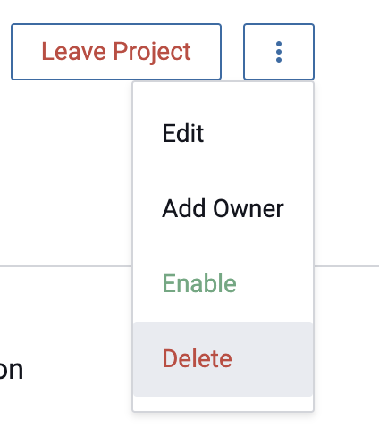 Project Delete Button