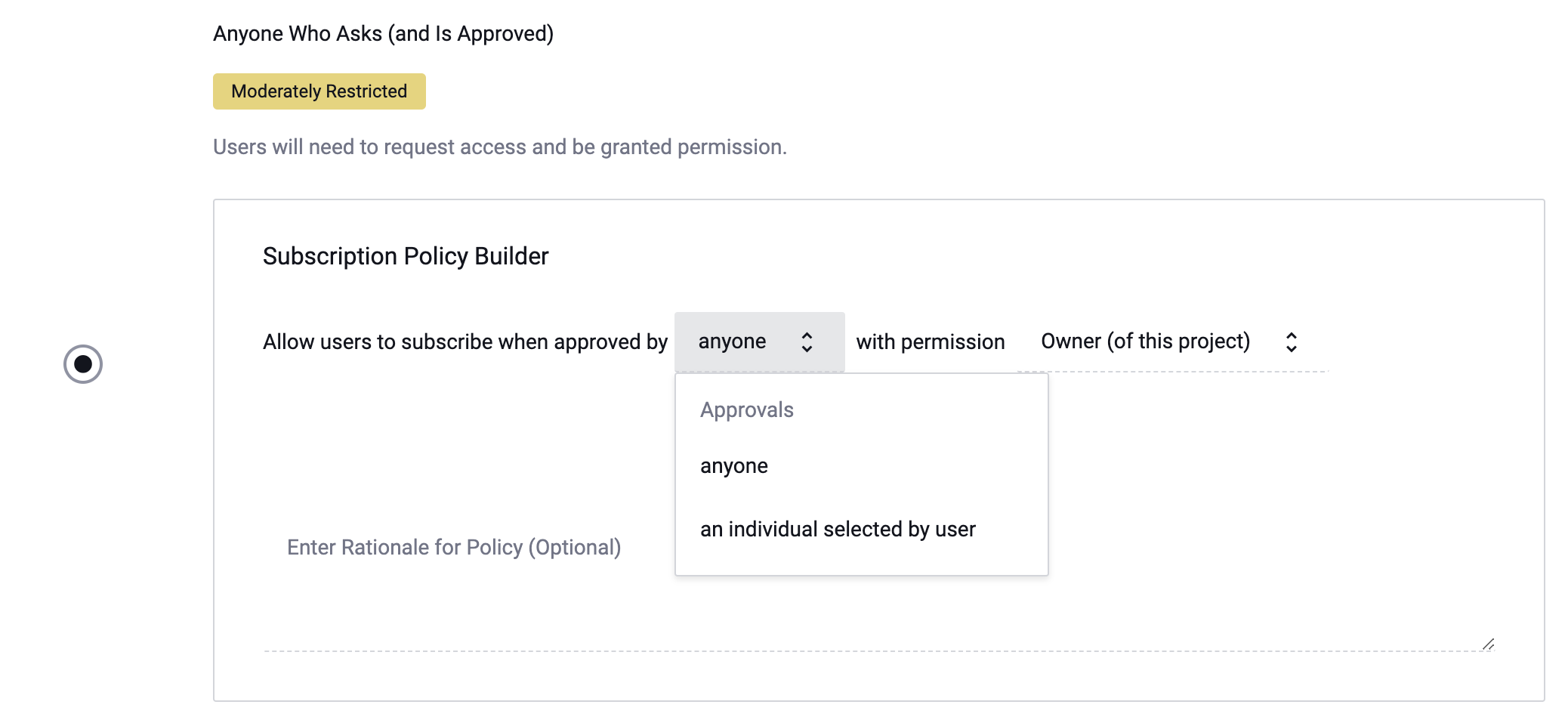 Subscription Policy Builder